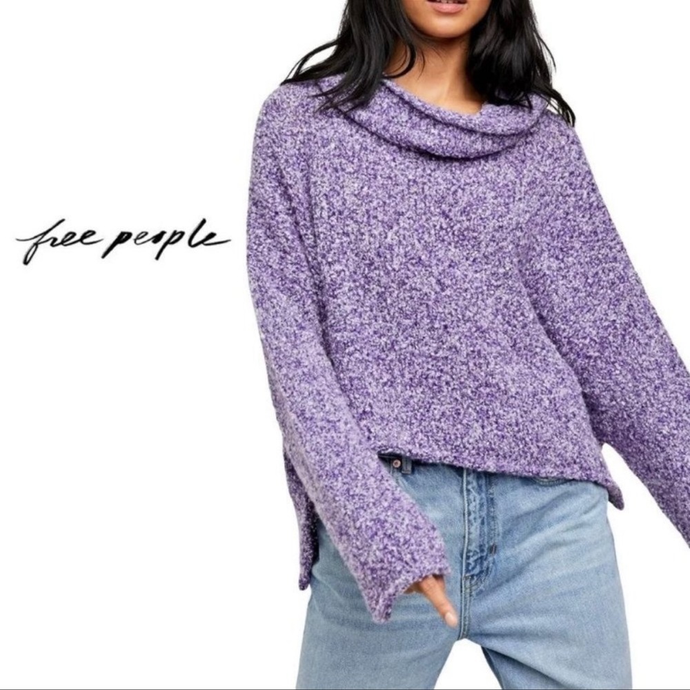 NWOT Free People BFF cowl neck grape hyacinth sweater knit